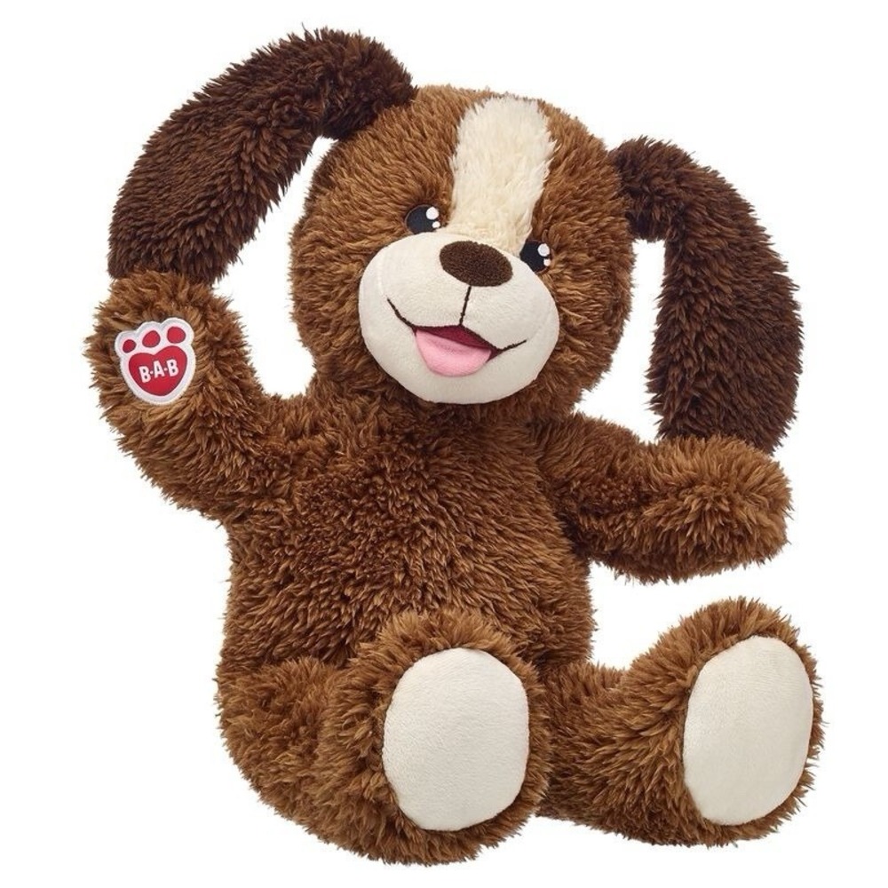 Build-a-Bear BAB Playful Puppy Stuffed‎ Animal Brown w/ White Patch Tongue Out